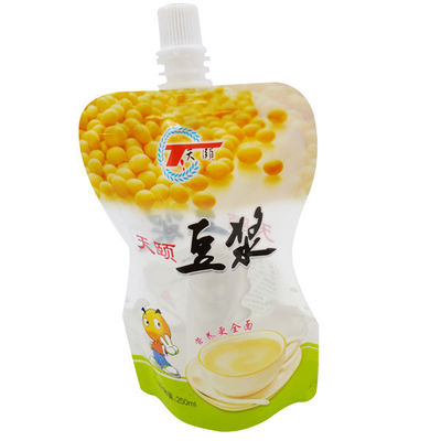 250ml στάση Doypack γάλακτος σόγιας επάνω στη σακούλα με το cOem ακροφυσίων που τυπώνεται